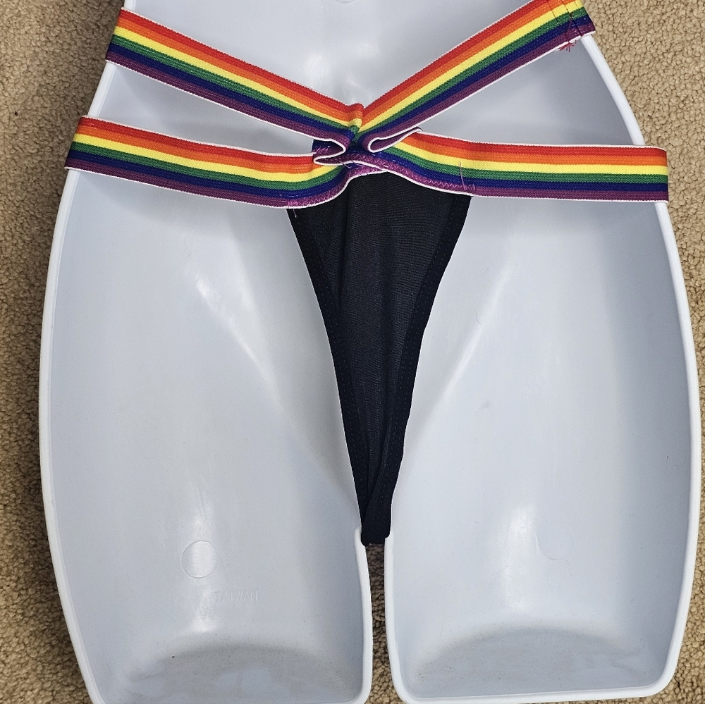 BodyRage: Rainbow Cris-Cross Thong Panties NWT!! - Picture 2 of 9